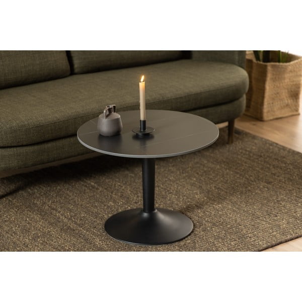 Czarny okrągły stolik z ceramicznym blatem ø 60 cm Malta – Actona-image-1