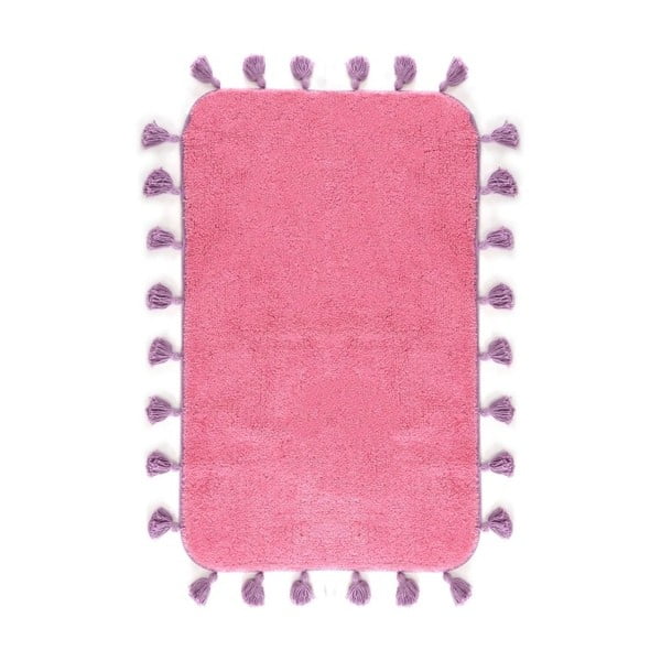 Różowy bawełniany dywanik łazienkowy Greg, 60x90 cm