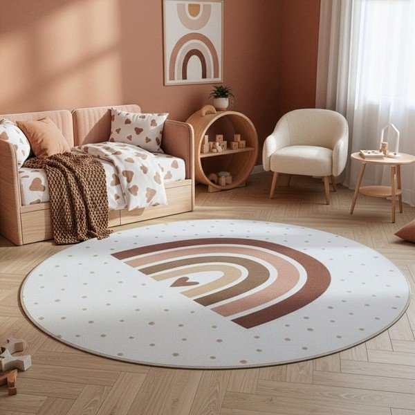Kremowy dywan dziecięcy odpowiedni do prania ø120 cm Coco 1132 – Ayyildiz Carpets-image-1