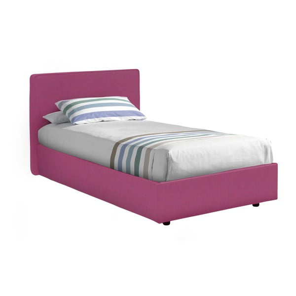 Różowe łóżko jednoosobowe ze schowkiem i materacem 13Casa Ninfea, 80x190 cm