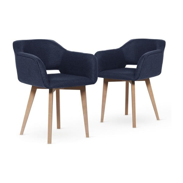 Zestaw 2 ciemnoniebieskich krzeseł z jasnymi nogami My Pop Design Oldenburg
