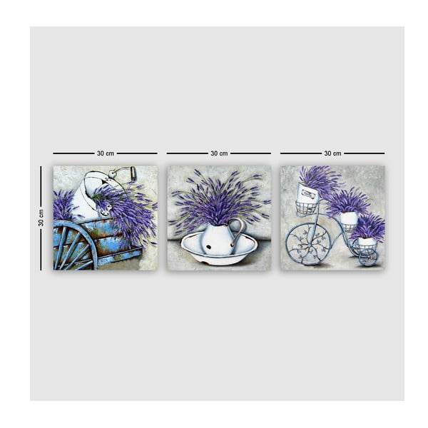 Obrazy zestaw 3 szt. 30x30 cm Lavender – Wallity-image-2