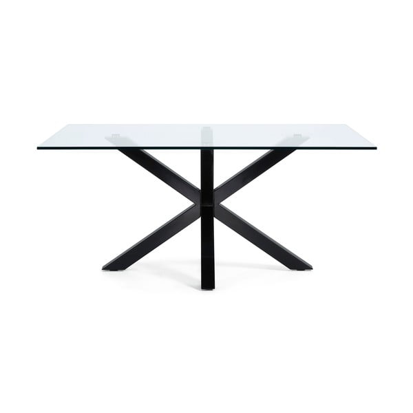 Stół do jadalni ze szklanym blatem i czarną konstrukcją Kave Home, 160 x 90 cm-image-3