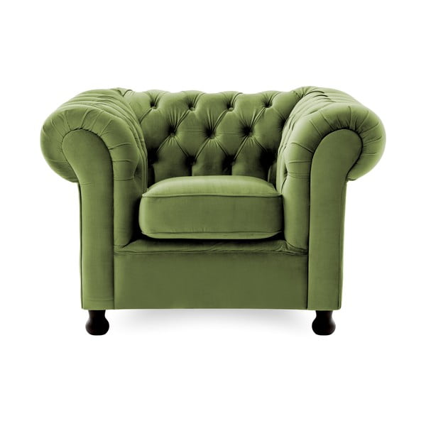 Zielony fotel Vivonita Chesterfield