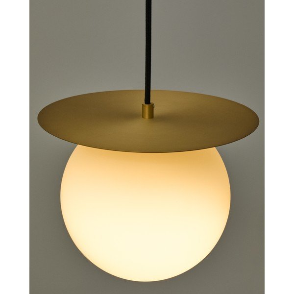 Biała/w kolorze złota metalowa lampa wisząca ze szklanym kloszem ø 25 cm Brisia – Kave Home-image-2