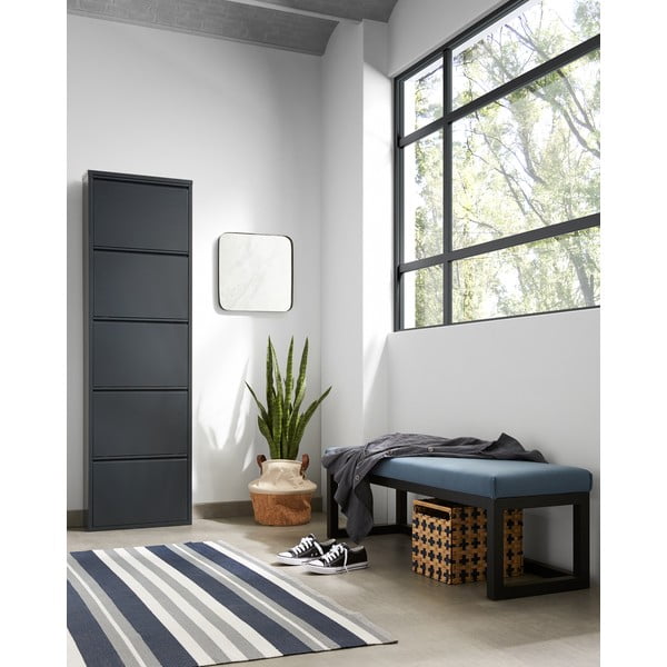 Antracytowa metalowa uchylna szafka na buty 50x169x15 cm Ode – Kave Home-image-3