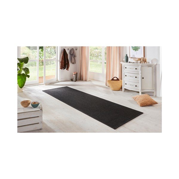 Czarny chodnik odpowiedni na zewnątrz BT Carpet Sisal, 80x500 cm-image-1