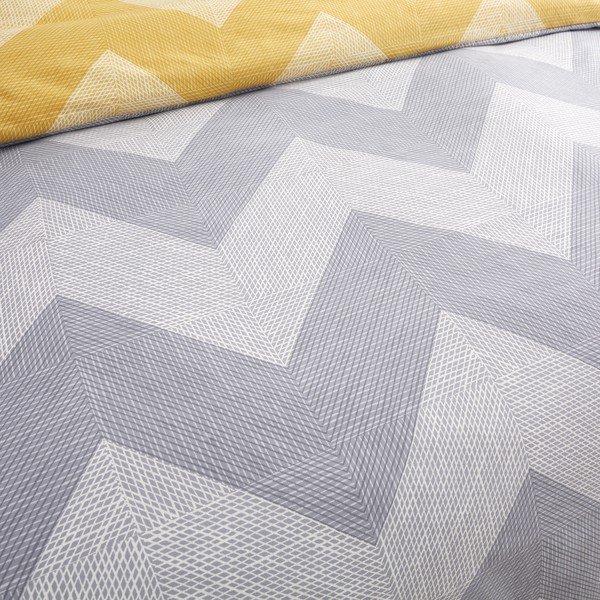 Żółto-szara pościel 200x135 cm Chevron Geo – Catherine Lansfield-image-3