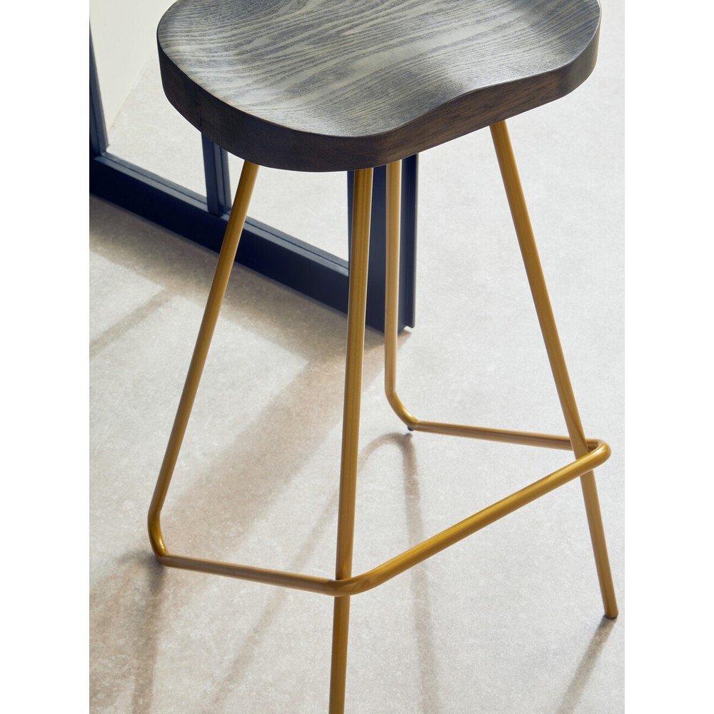 Hoker z litego drewna wiązu w kolorze złota/w naturalnym kolorze (wysokość siedziska 78 cm) District – Premier Housewares (zdjęcie 11)