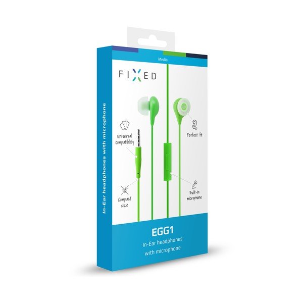 Słuchawki dokanałowe z mikrofonem FIXED EGG1, zielone-image-1