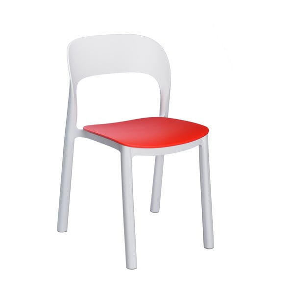 Zestaw 4 białych krzeseł ogrodowych z czerwonym siedziskiem Resol Ona