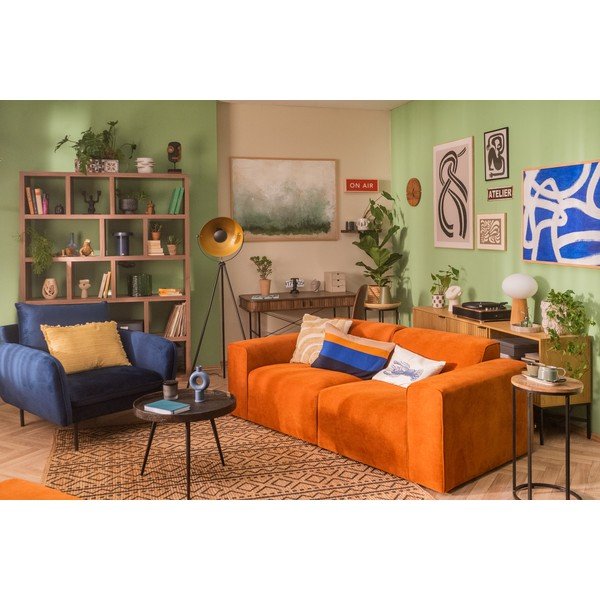 Pomarańczowa sztruksowa sofa modułowa w kształcie litery "U" Scandic Sting, prawostronna-image-3