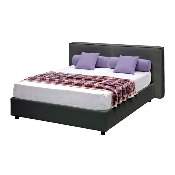 Szare łóżko dwuosobowe ze schowkiem 13Casa Melita, 160x190 cm