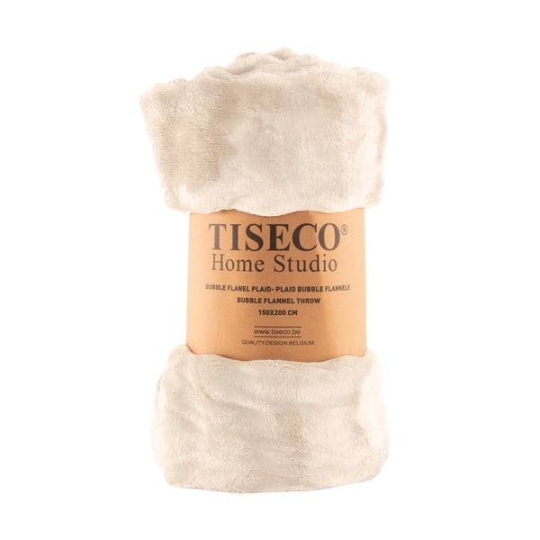 Koc z mikropluszu w kolorze kości słoniowej 150x200 cm Wave – Tiseco Home Studio-image-4