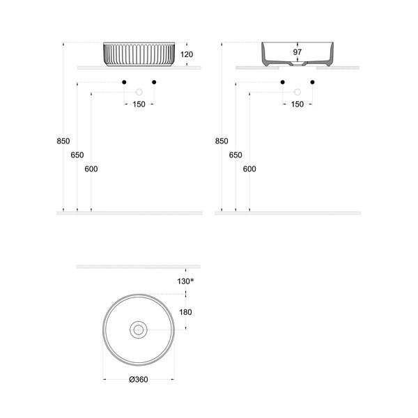 Biała ceramiczna okrągła umywalka ø 36 cm Ion – Sapho-image-3