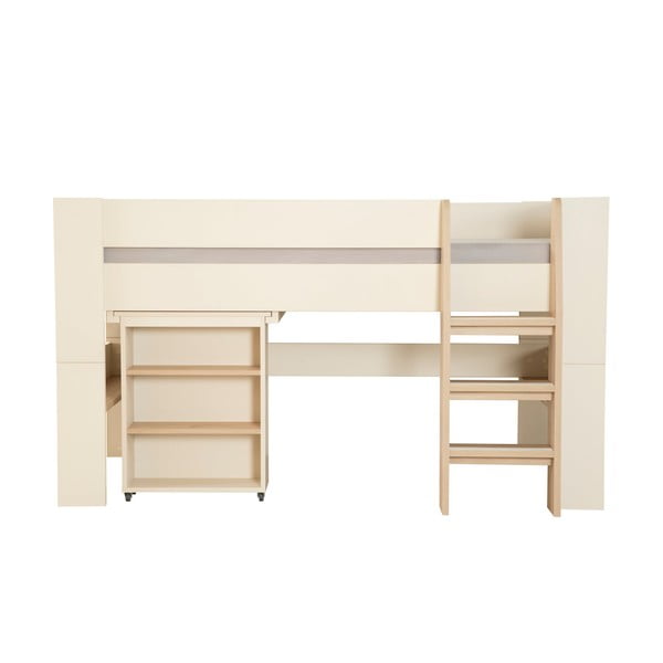 Beżowe podwyższone łóżko dziecięce ze schowkiem bez stelaża 90x200 cm Studio – Roba-image-3