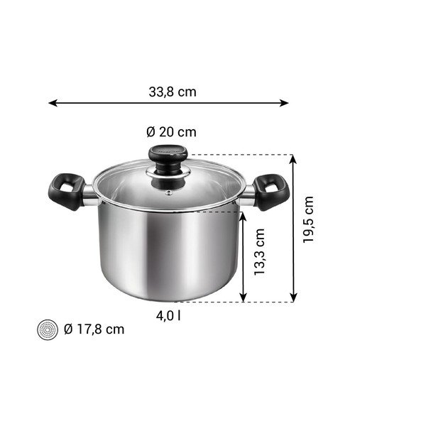 Garnek ze stali nierdzewnej z pokrywką odpowiedni na indukcję 4 l Brava – Tescoma-image-3