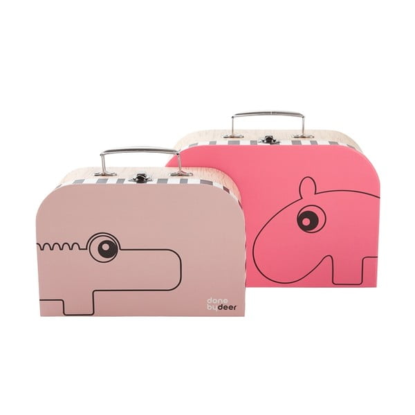 Zestaw 2 różowych kuferków Done By Deer Suitcase