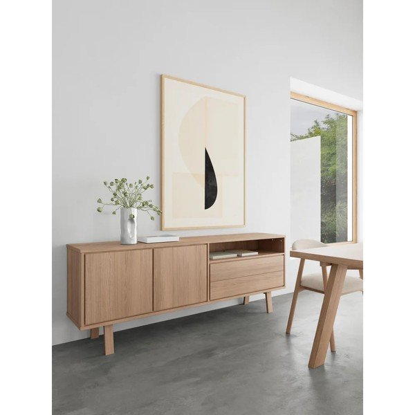 Fornirowana komoda w jasnym naturalnym kolorze 200x75x40 cm Lamberth – Actona-image-1