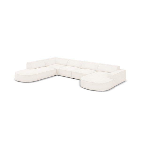 Beżowy narożnik (lewostronny) z materiału bouclé Jodie – Micadoni Home-image-4