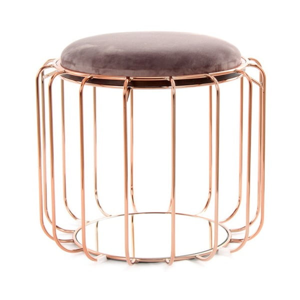 Ciemnofioletowy stolik/puf z konstrukcją w złotym kolorze 360 Living Canny, ⌀ 50 cm