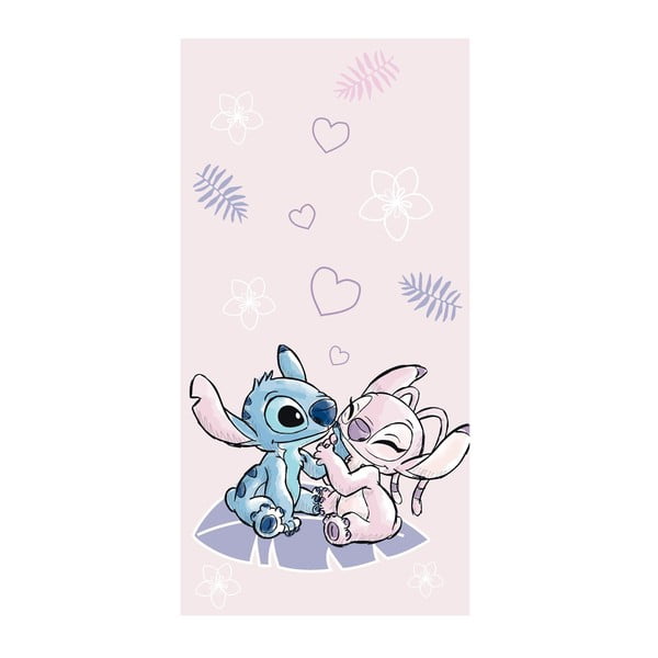 Różowy bawełniany ręcznik dziecięcy 70x140 cm Lilo and Stitch "Pink" – Jerry Fabrics
