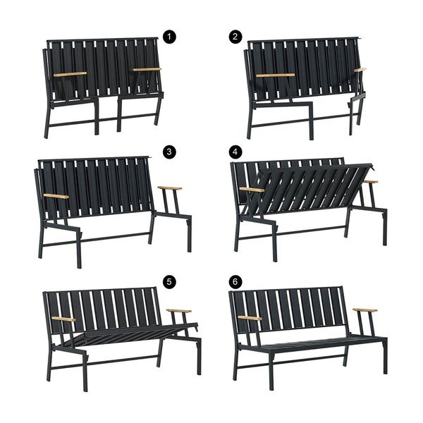 Niebieska metalowa sofa ogrodowa Lotus – Floriane Garden-image-4