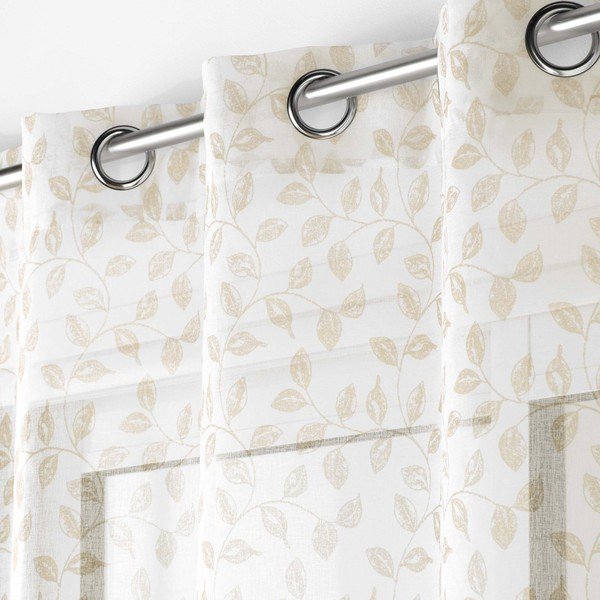 Beżowa firanka z woalu 137x280 cm Farandole – douceur d'intérieur-image-1