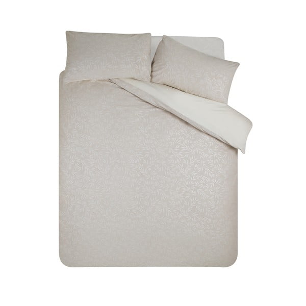 Szarobeżowa pościel jednoosobowa żakardowa 135x200 cm Corded Leaves – Catherine Lansfield