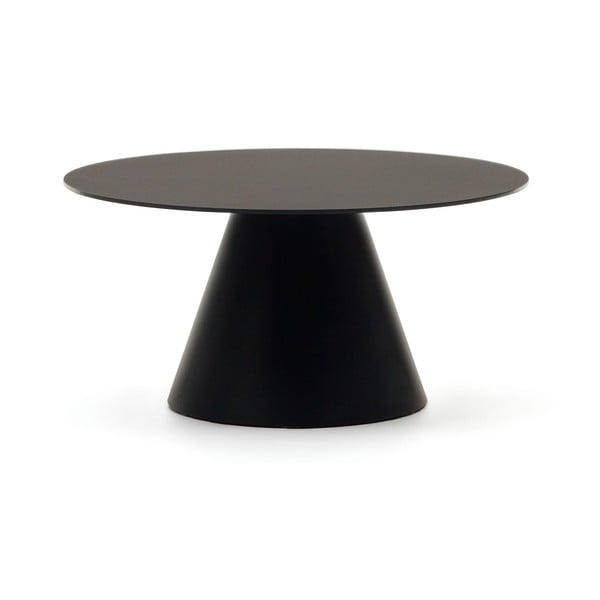 Czarny okrągły stolik ze szklanym blatem ø 80 cm Wilshire – Kave Home