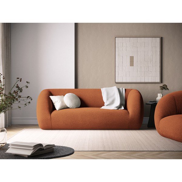 Pomarańczowa sofa z materiału bouclé 210 cm Essen – Cosmopolitan Design-image-1