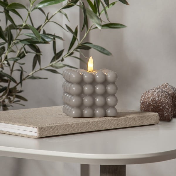 Szara woskowa świeca LED Star Trading Flamme Dot, wys. 9,5 cm-image-1