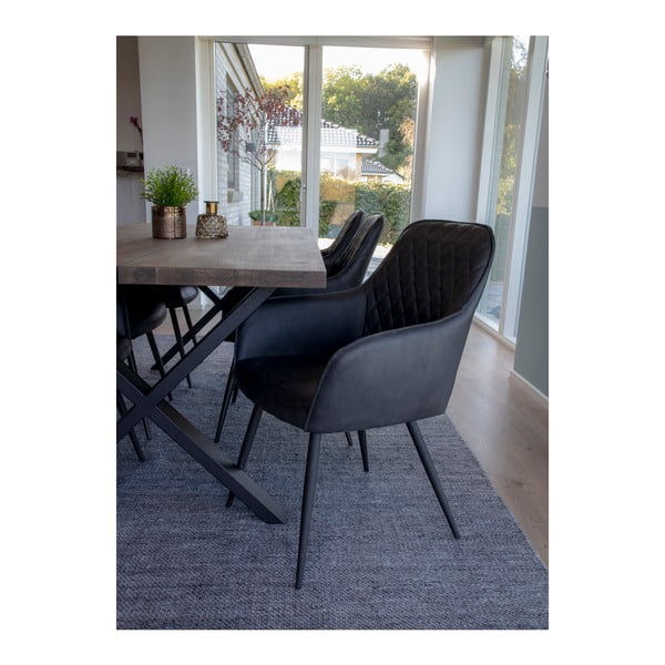 Ciemnoszare tapicerowane fotele jadalniane zestaw z podłokietnikami 2 szt. Harbo – House Nordic-image-2