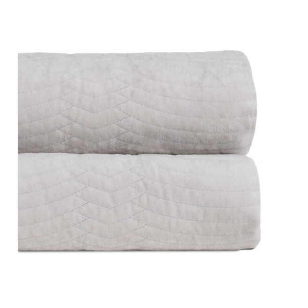 Kremowa aksamitna narzuta pikowana 230x260 cm – Ixia