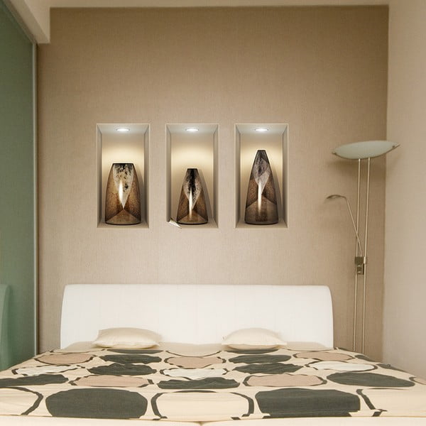 Zestaw 3 naklejek 3D Ambiance Wooden Vases-image-1