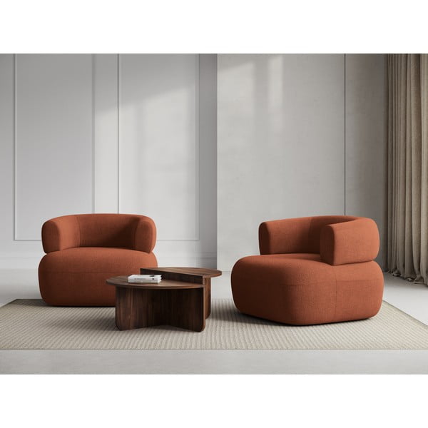 Ceglasty fotel z materiału bouclé Jenny – Micadoni Home-image-1