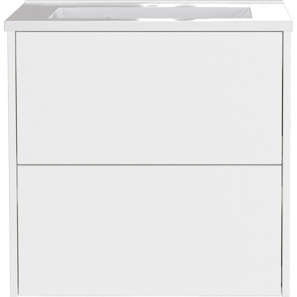 Biała wisząca szafka pod umywalkę z matowym wykończeniem 61x61 cm Bodera – Germania-image-2