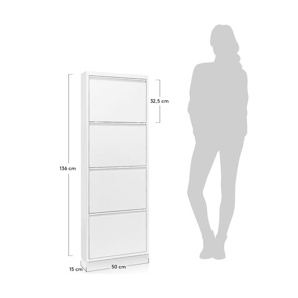 Biała metalowa uchylna szafka na buty 50x136x15 cm Ode – Kave Home-image-4