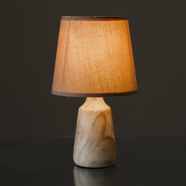 Beżowa ceramiczna lampa stołowa z tekstylnym kloszem (wys. 28 cm) – Casa Selección-image-1