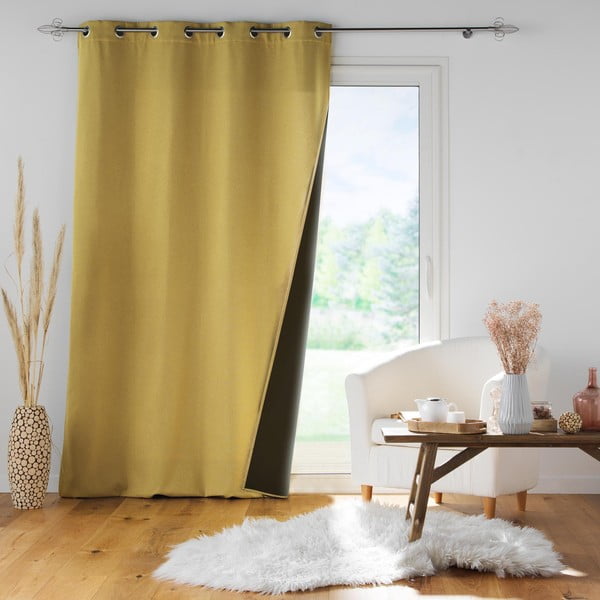 Żółta zasłona wygłuszająca 140x260 cm Jupiter – douceur d'intérieur-image-3