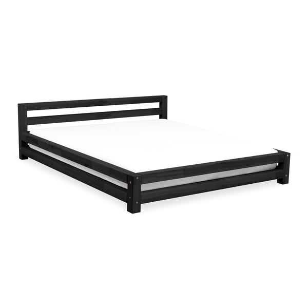 Czarne łóżko 2-osobowe z drewna sosnowego Benlemi Double, 180x200 cm
