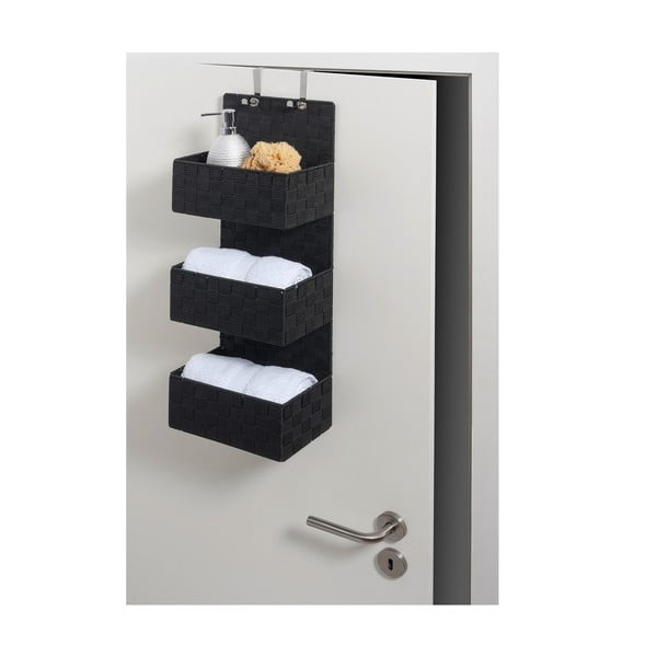 Czarny organizer wiszący z 3 półeczkami Wenko Adria-image-2