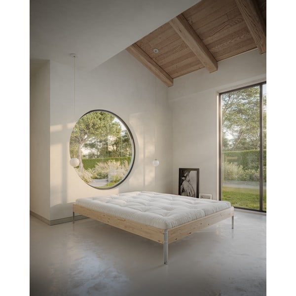 Łóżko dwuosobowe z litego drewna sosnowego ze stelażem 180x200 cm w naturalnym kolorze Core – Karup Design-image-1