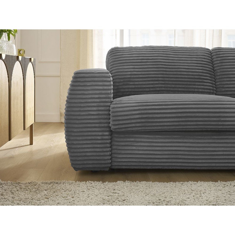 Ciemnoszara sztruksowa rozkładana sofa do spania 240 cm Hugo – Bobochic Paris (zdjęcie 6)