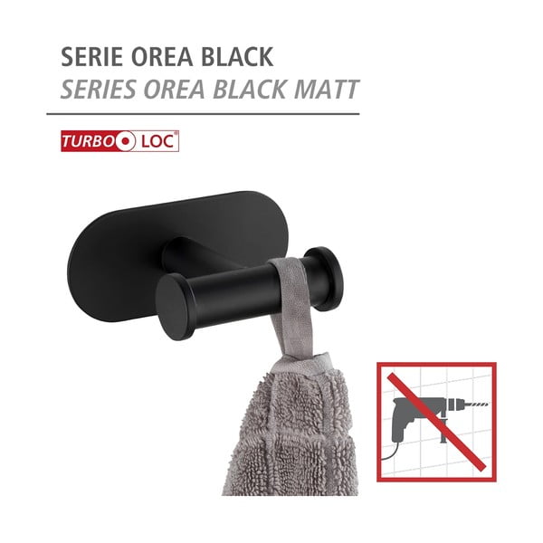 Czarny samoprzyczepny uchwyt na ręczniki Wenko Orea-image-4