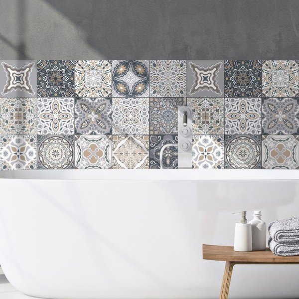 Zestaw 24 samoprzylepnych naklejek Ambiance Tiles Azulejos Nello, 10x10 cm-image-4