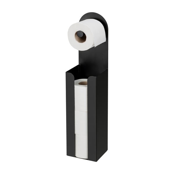 Czarny samoprzylepny stalowy uchwyt na papier toaletowy Agira – Wenko-image-3