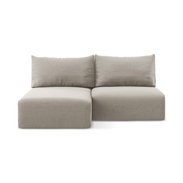 Szarobrązowy aksamitny rozkładany/ze schowkiem narożnik (lewostronny/z szezlongiem) Kalena – Makamii