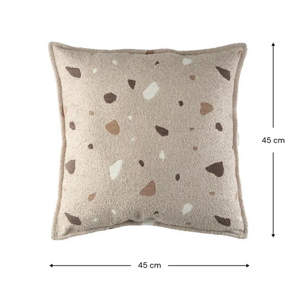 Jasnobrązowa poduszka na sofę dziecięcą z materiału bouclé/z tkaniny szenilowej Terrazzo Block – Wigiwama-image-2