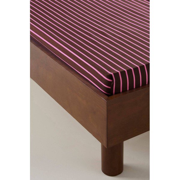 Różowe/brązowe prześcieradło z bawełny organicznej z gumką 90x200 cm Sima – Jotex-image-1